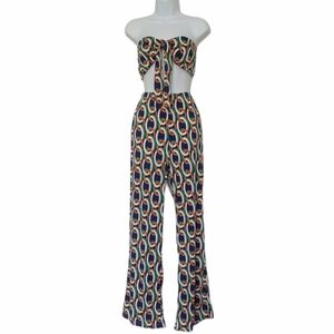 One By One Forever 21 2 Piece Bandeau Chain Print Set Large Festival Vacation.